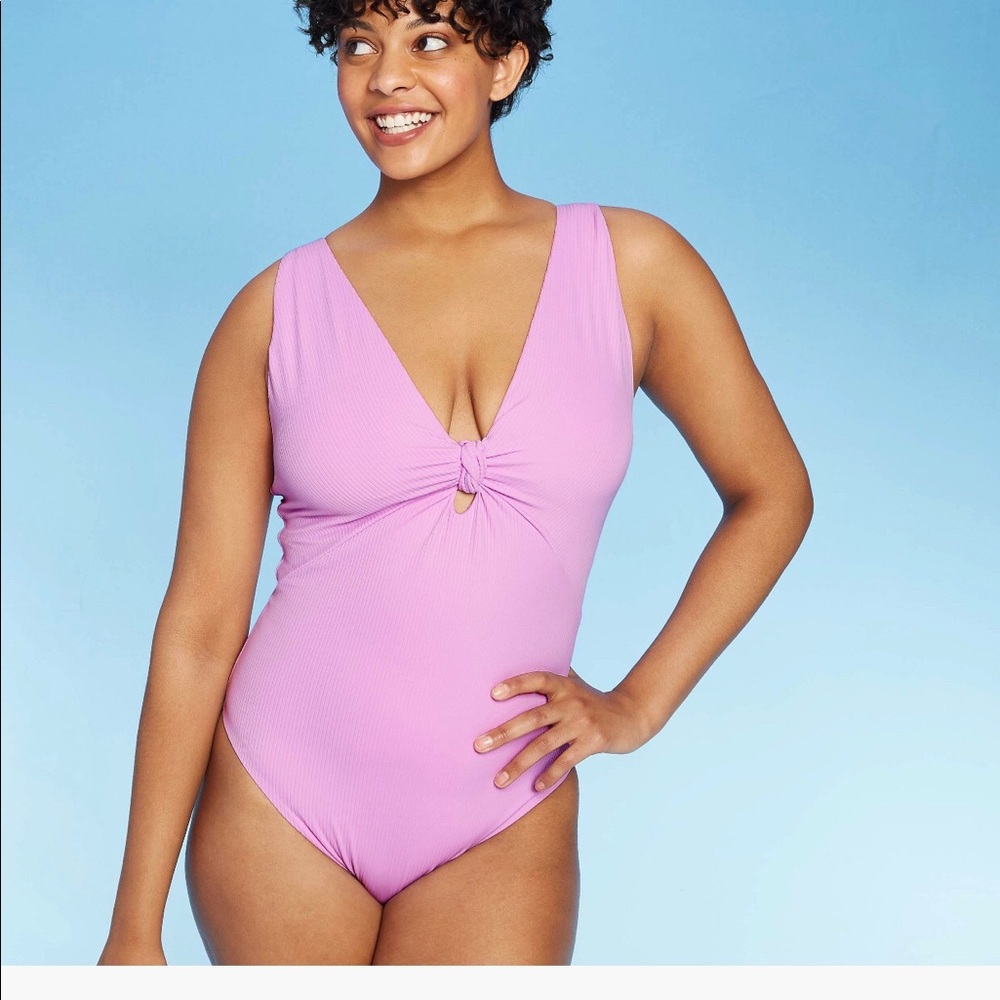 Target Plunge Front Knot One Piece Swimsuit